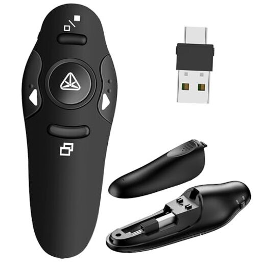Presentation Remote Clicker, USB A & USB C Wireless Presenter for Classic