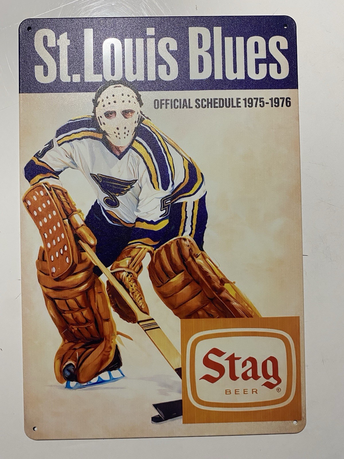 Stag Beer St. Louis Blues Sign - 1975 Schedule Play Gloria Stanley Cup Retro