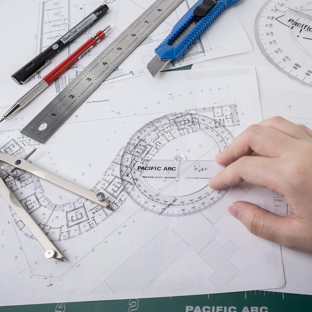 4 Inch 360° Clear Plastic Protractor for Angle Measurements