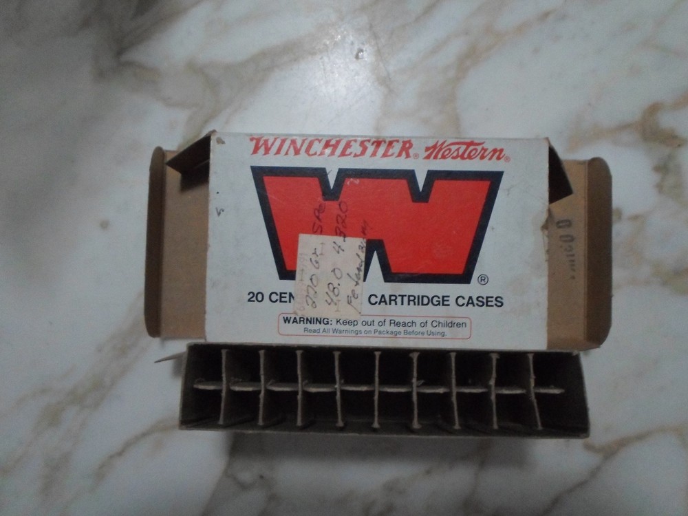 Vintage Winchester Western 358 Win Unprimed Case Empty Box