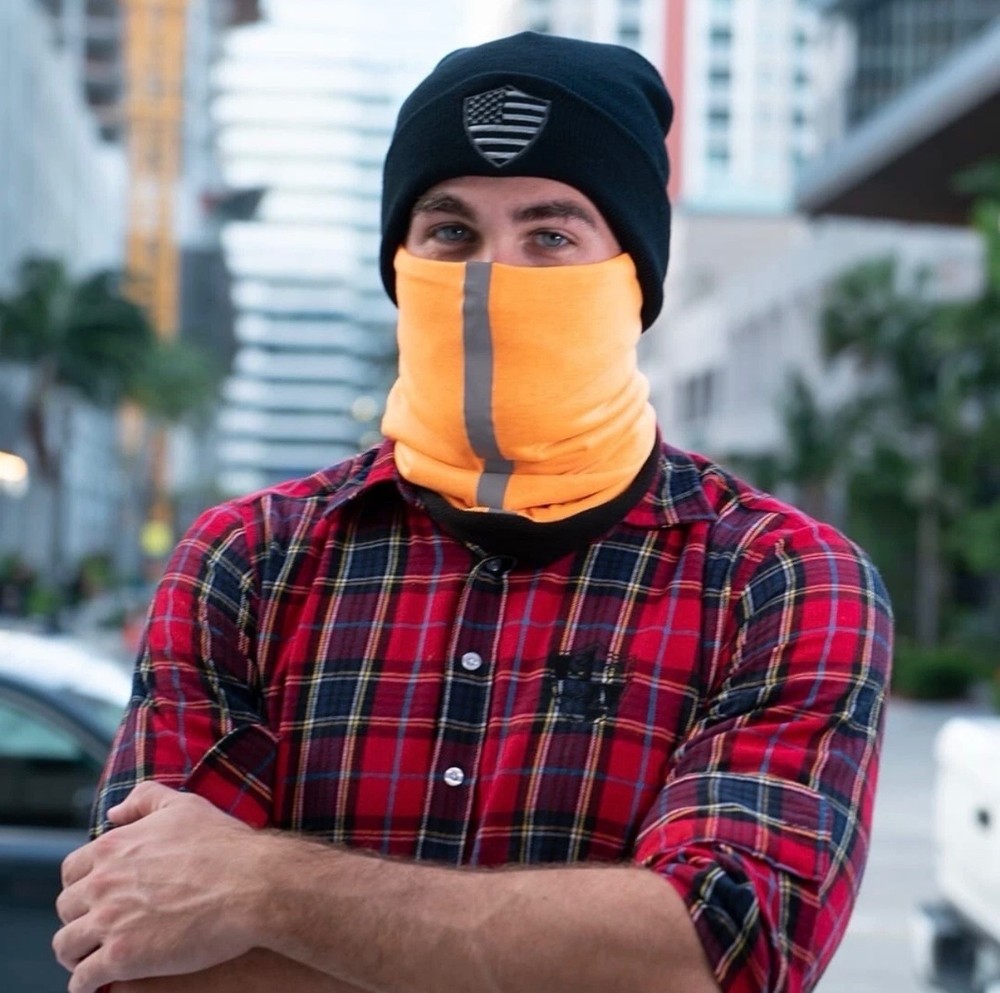 Frost Tech | Reflective | Electric Orange Fleece Face Shield