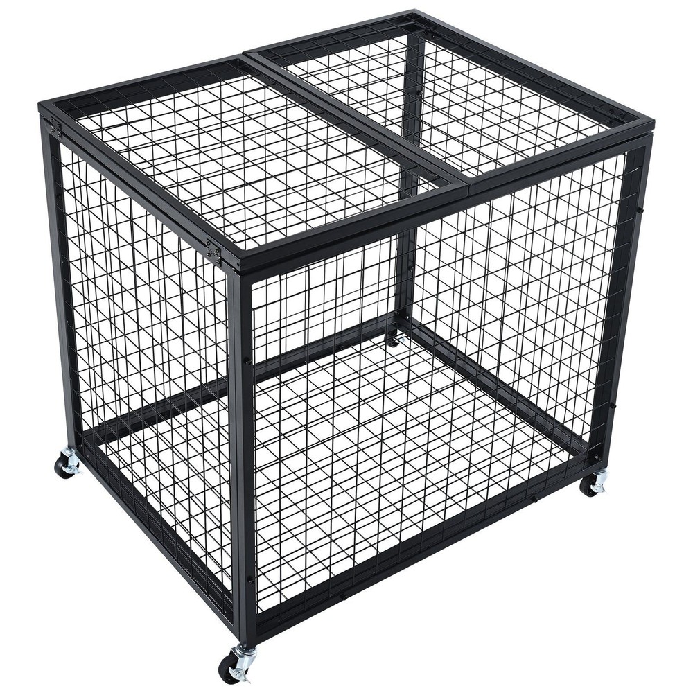 Stackable Rolling Basketball Storage Rack with Double Lids & 4 Swivel Wheels
