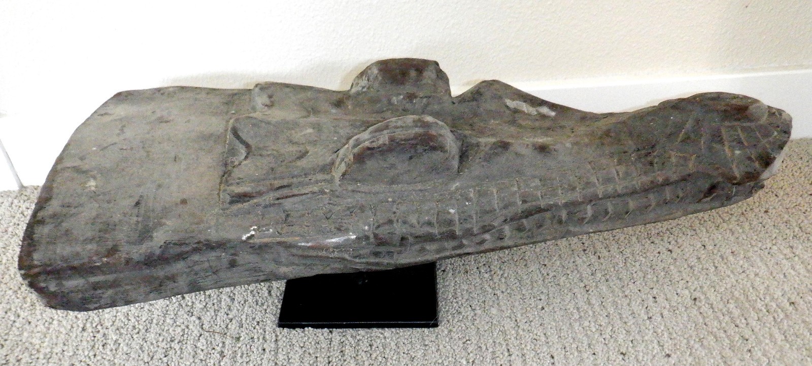 Sepik River Papua New Guinea Carved Canoe Prow, 20 inch on metal stand