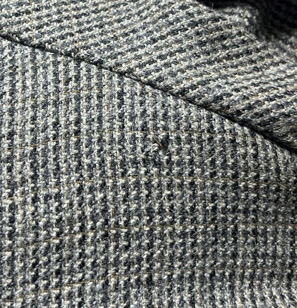 Chaps Mens Blazer 46L Gray Houndstooth Check 100% Lambswool Soft 2 Button