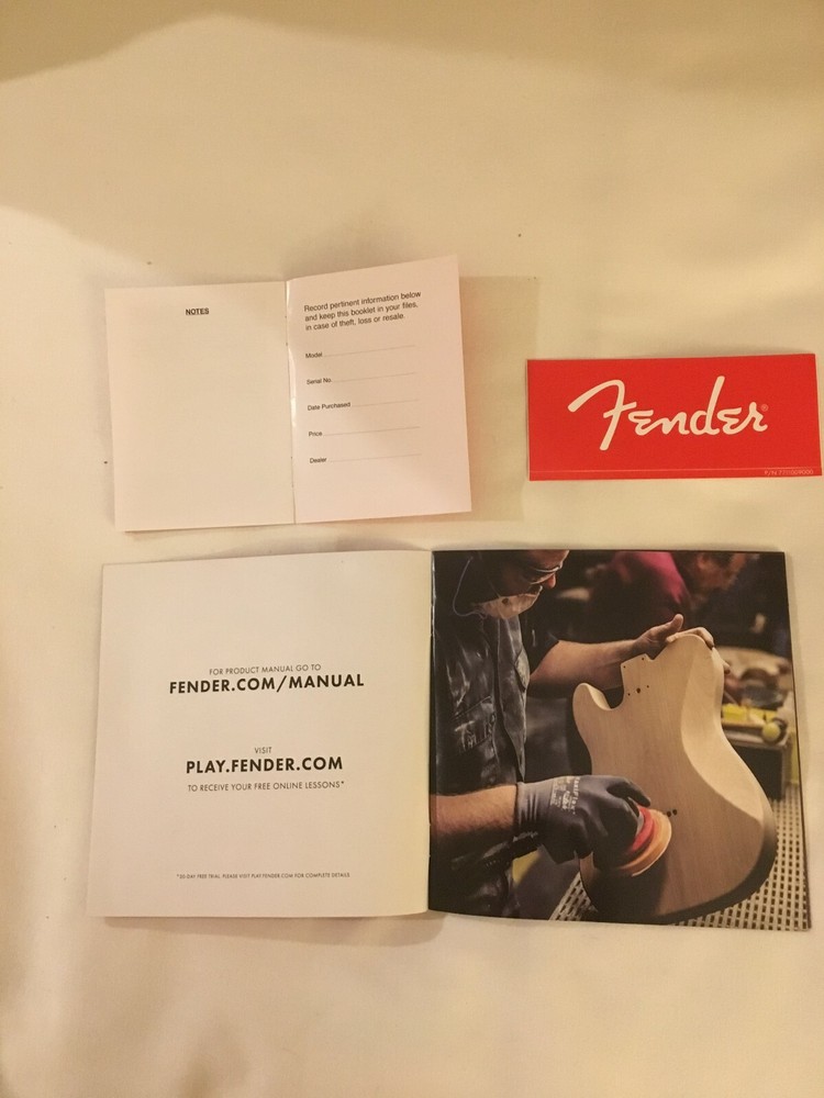 (A50) FENDER CASE CANDY ~ BASIC GUITAR PACK ~ MANUALS AND STICKER ~ 2016+