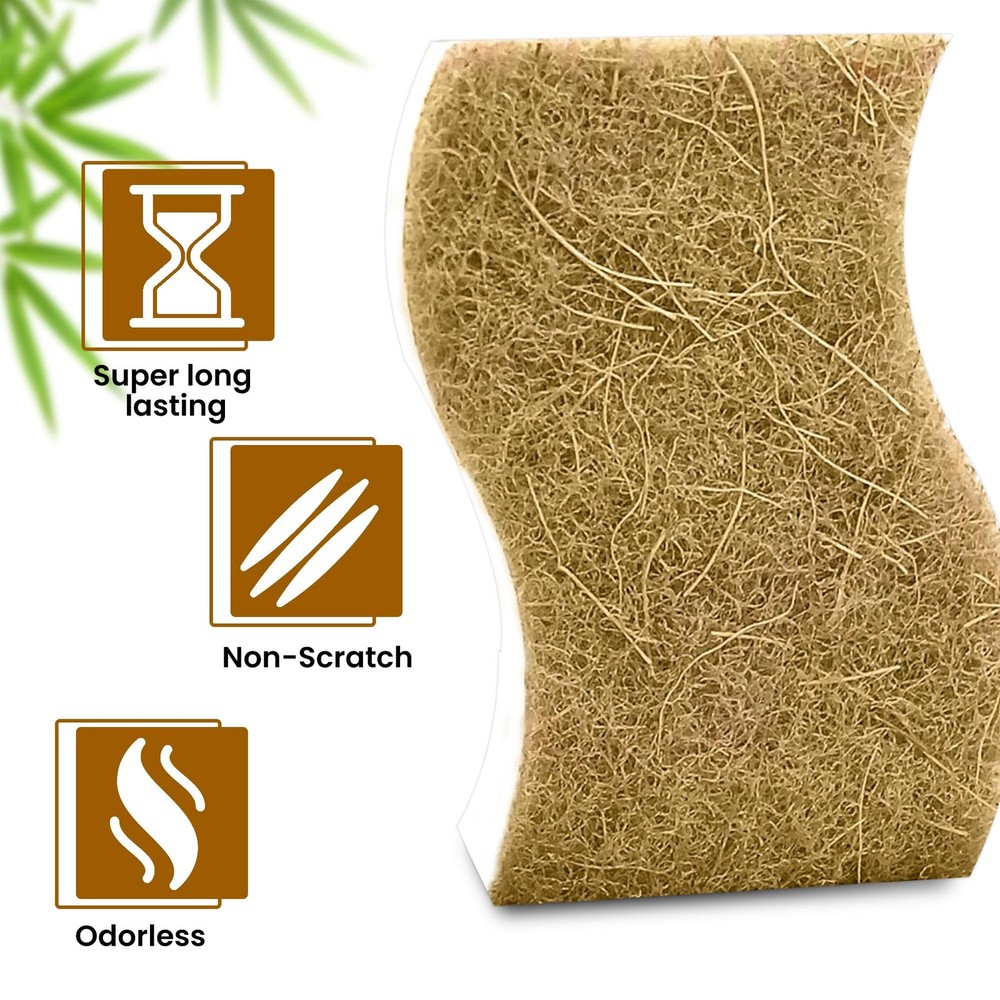 Natural Kitchen Sponge –12-Pack Biodegradable Sponges for Dishes –Compostable...