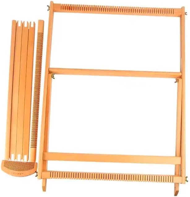 Solid Wood Table-top Weaving Loom, 25.2" H x 19.3" W Extra Large Frame, Solid...