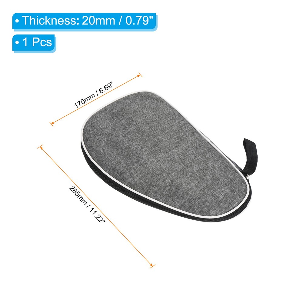 Ping Pong Paddle Case Table Tennis Racket Case Soft Cover Bag Shell, Grey