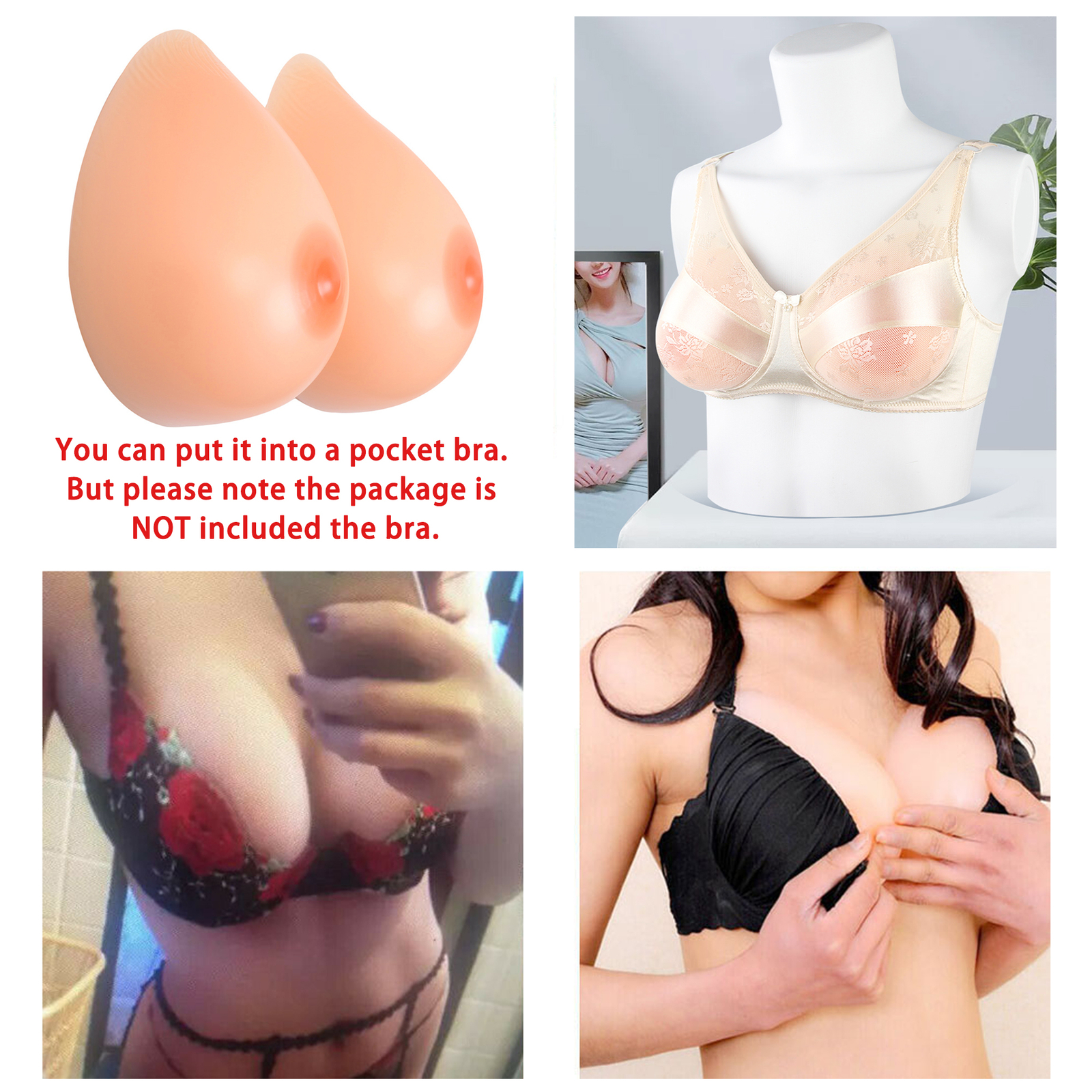 Self-adhesive Full Silicone Fake Boobs 1 Pair Breast Forms Enhancer Crossdresser