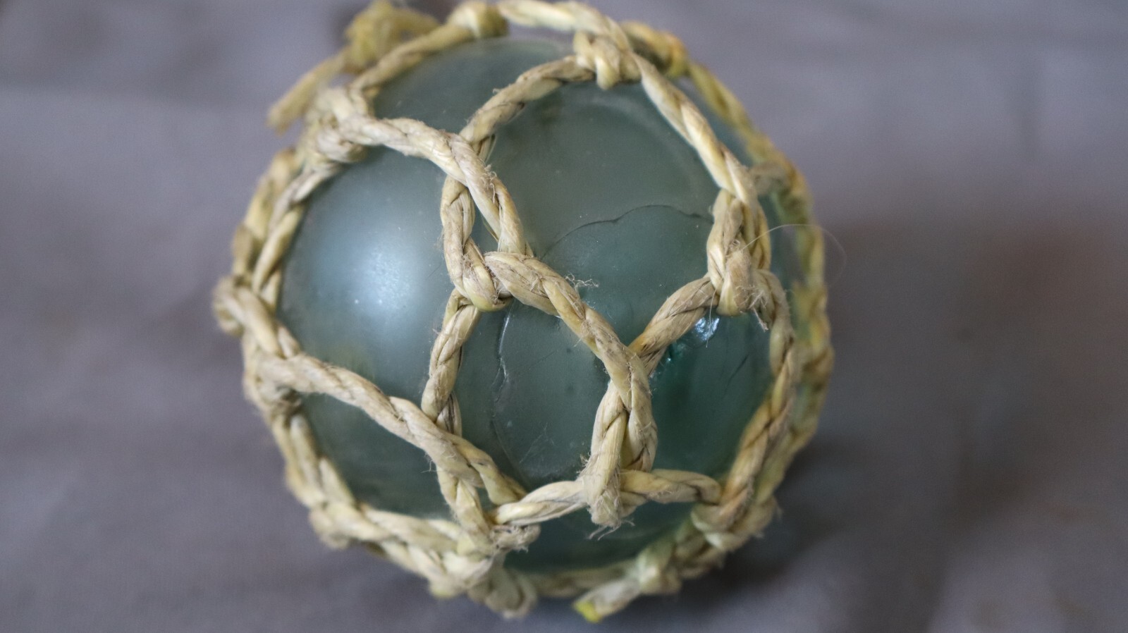 Vintage Blue Glass Fishing Float 3 " buoy Japan ? With net Marked 5 on top g