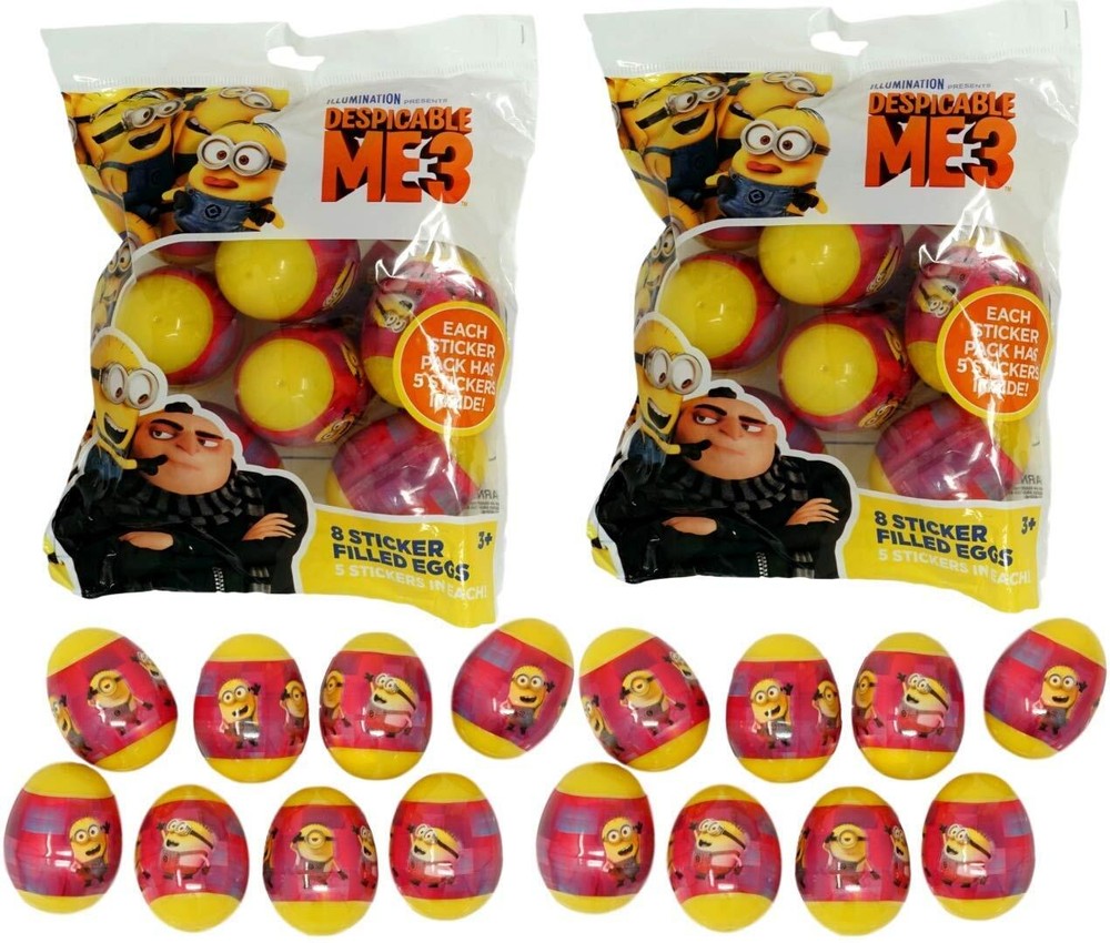 Paper Magic Sticker Filled Eggs (16 Count) for Easter Eggs Hunt (Despicable Me)