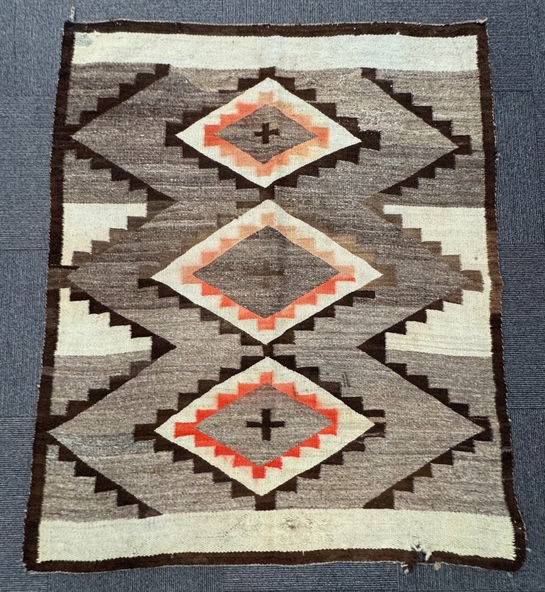 Navajo Early Hubbell Ranch Rug, Ganado, AZ 65 x 54.5 inches Heavy hand spun