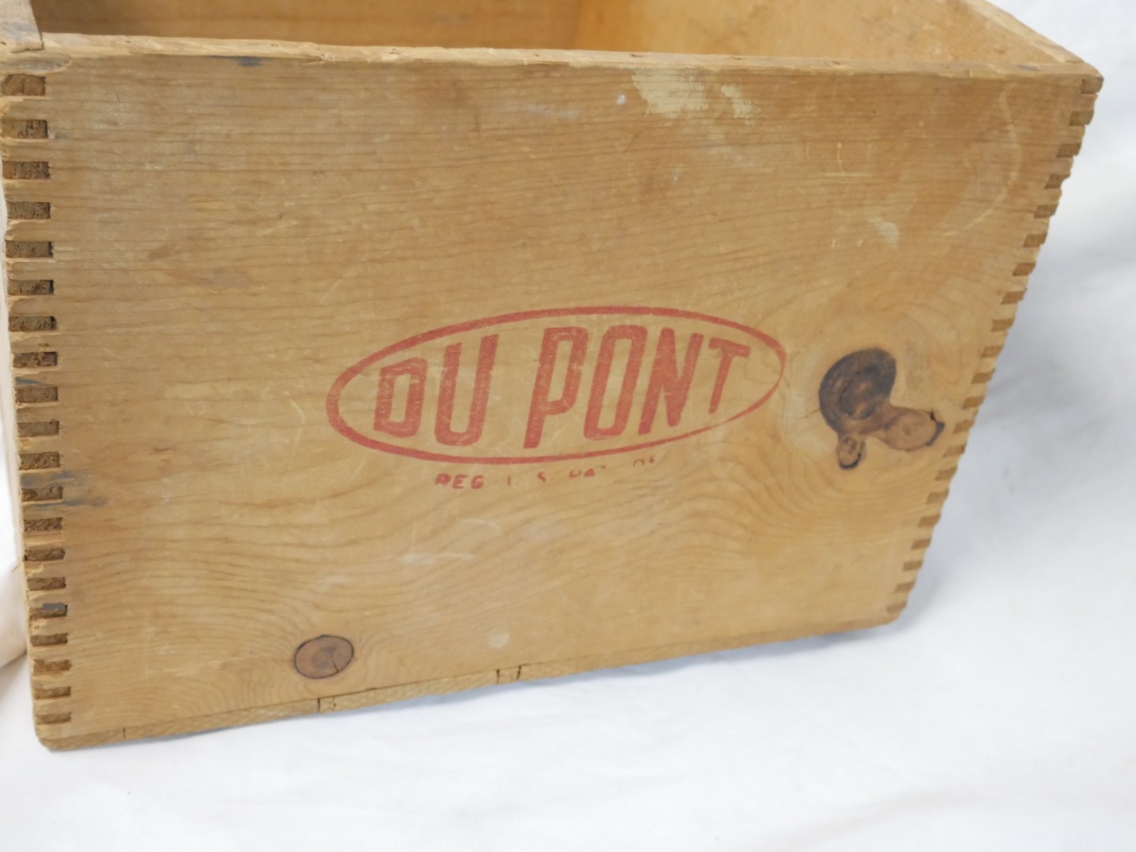 Vintage DuPont Extra Dynamite Explosives Wood Box 50 lbs- 1 1/8 x 8