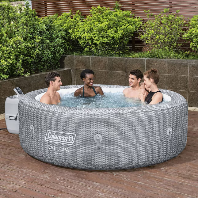 Coleman Sicily AirJet Round Inflatable Hot Tub with EnergySense Cover Grey