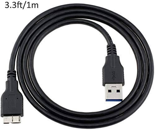 QCEs USB 3.0 Micro Cable, External Hard Drive Cable Type 1.6Ft, Black