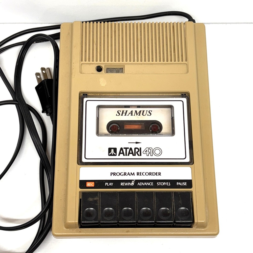 1980s Atari 410 Cassette Program Recorder & Shamus Atari Cassette Game- Untested