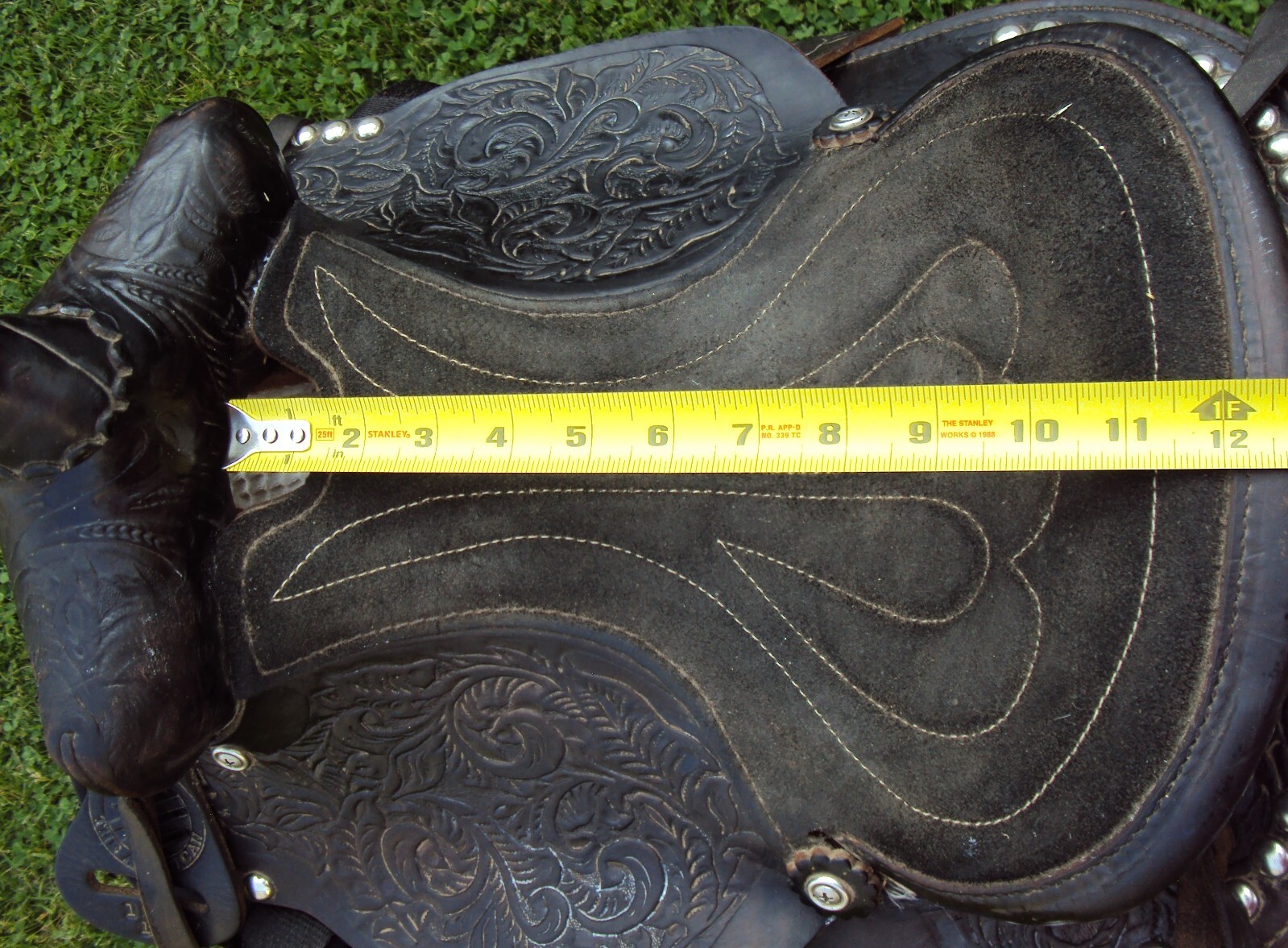 THE AMERICAN Childs Show Saddle- 12" - SILVER/Padded Seat -Tooled Design- GREAT!