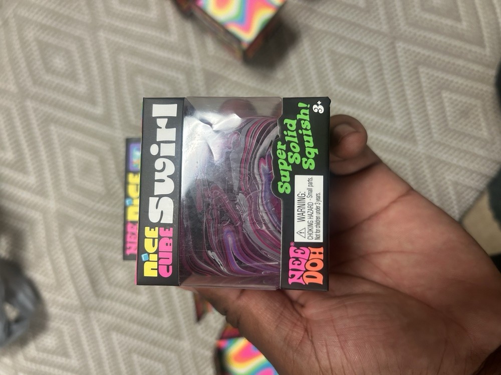 Nee Doh Nice Cube Swirl Super Solid Squish Multicolor Squeeze Toy Ages 3+