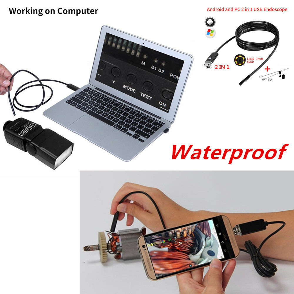 1M 6 LED USB Waterproof Endoscope Borescope Snake Video Camera for PC & Android