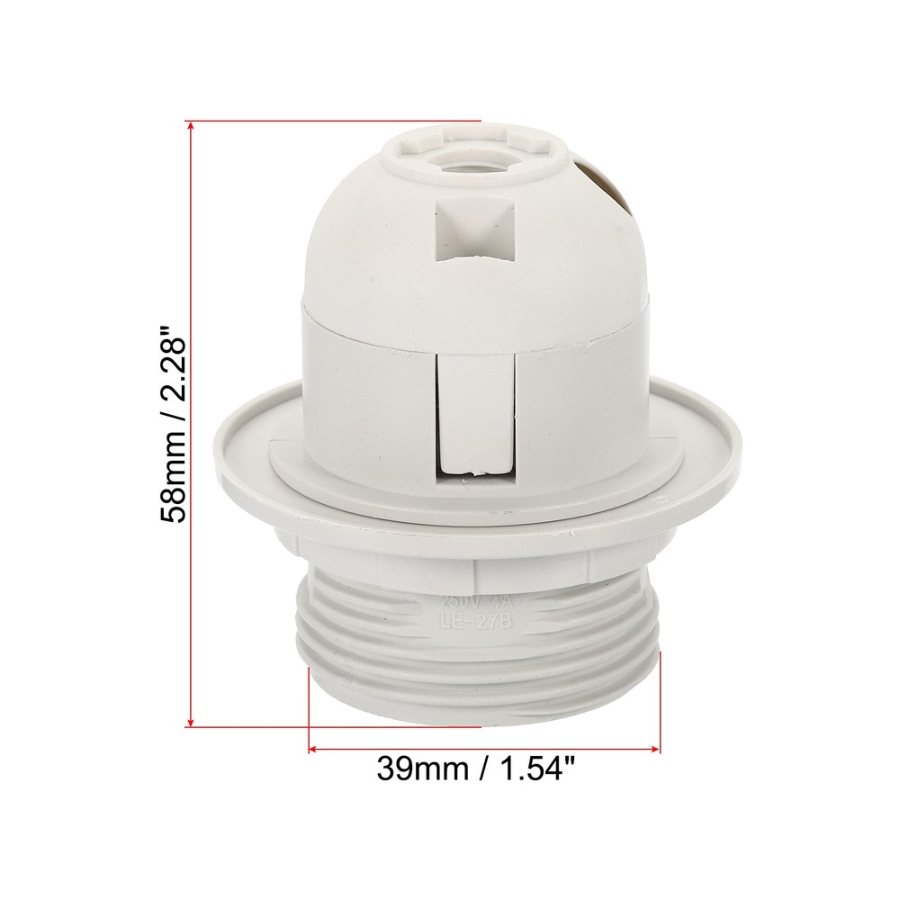 10Pcs E26/E27 Bulb Socket 58x39mm Screw Thread 24mm LED Lamp Holder White