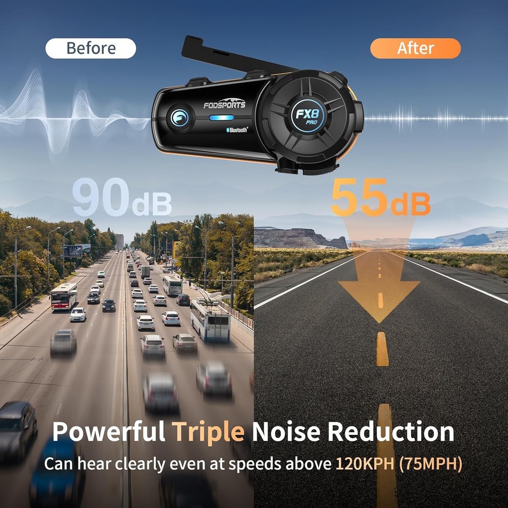 2X FX8 PRO Motorcycle Intercom Helmets Bluetooth Headset Quick Pairing 3 Sounds