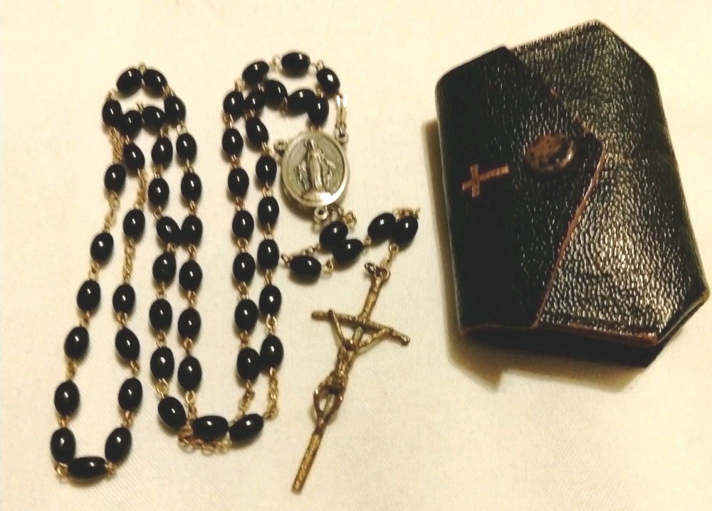 Catholic Glass Rosary Wood Relic From Chapel Of Apparitions Paris 1830 Italy