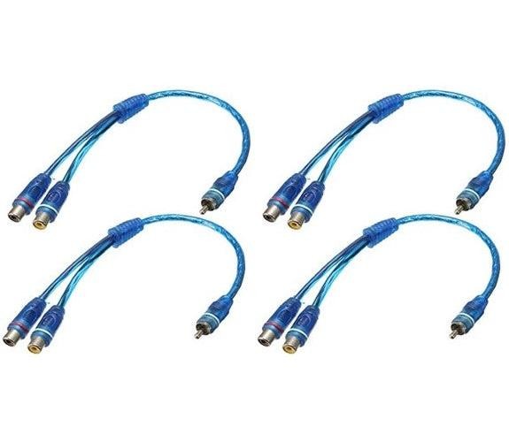 4 Absolute ABC-2F1M BLUE Y-Adapter 2F-1M RCA Interconnect Audio Cable
