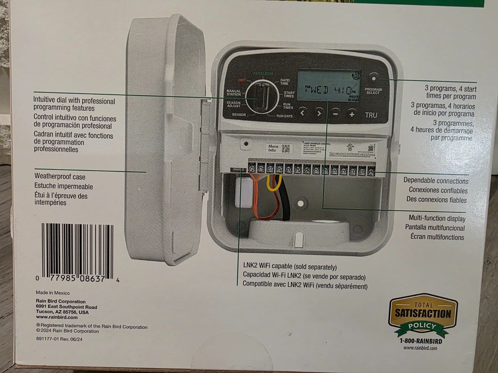 Rain Bird TRU8O Program-Based Indoor/Outdoor Irrigation Sprinkler Controller NEW