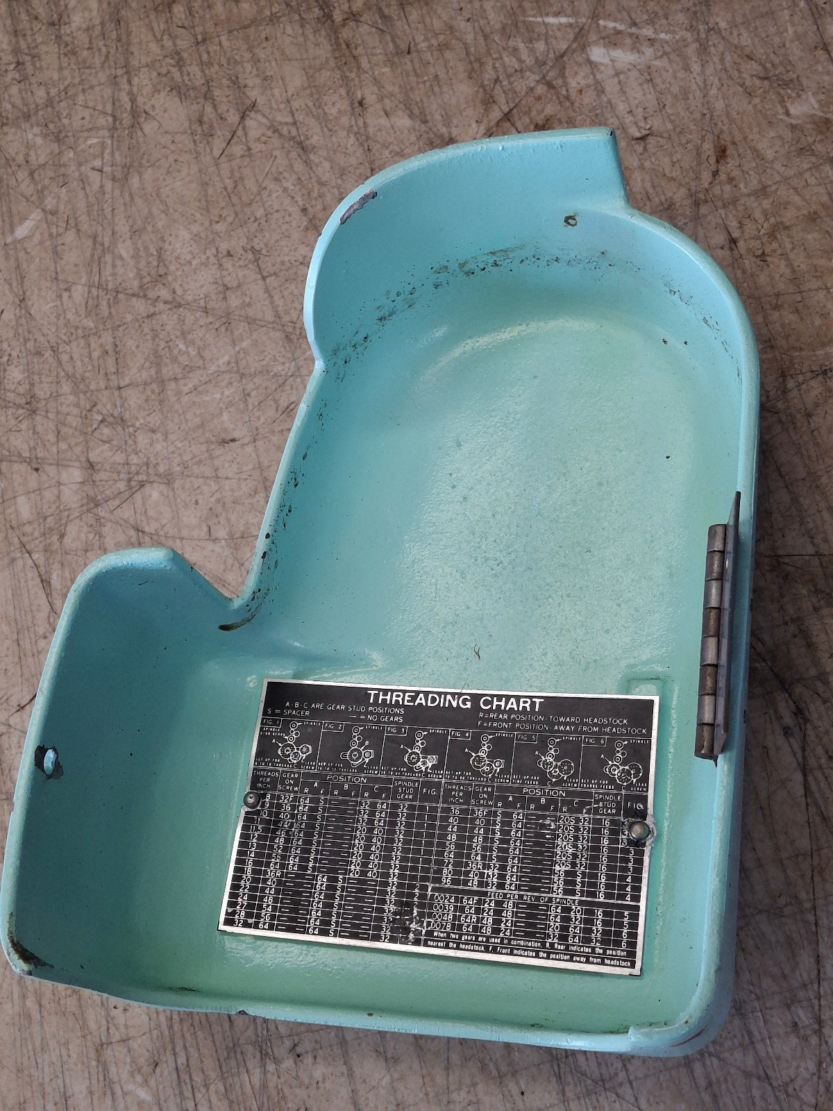 Vintage 6" Lathe Atlas 618 Craftsman 109 Gear Guard Side Cover Threading Chart