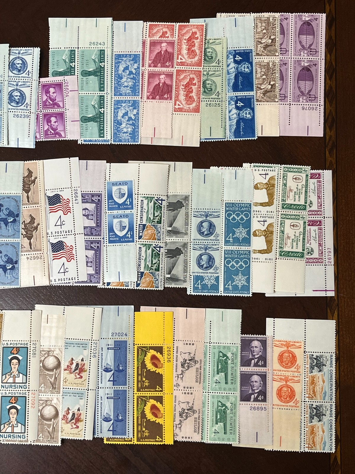 RHstamps 50 DIFFERENT 4 CENT MOSTLY COMMEM U.S. PLATE BLOCKS MINT NOT HINGED MNH