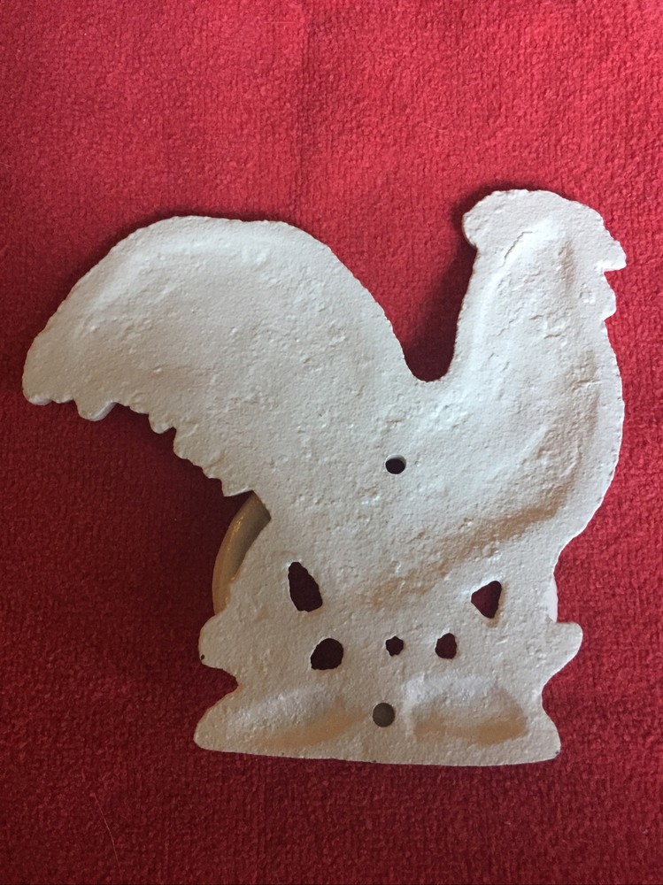 White Rooster Door Knocker Heavy Cast Iron Ring *NICE*