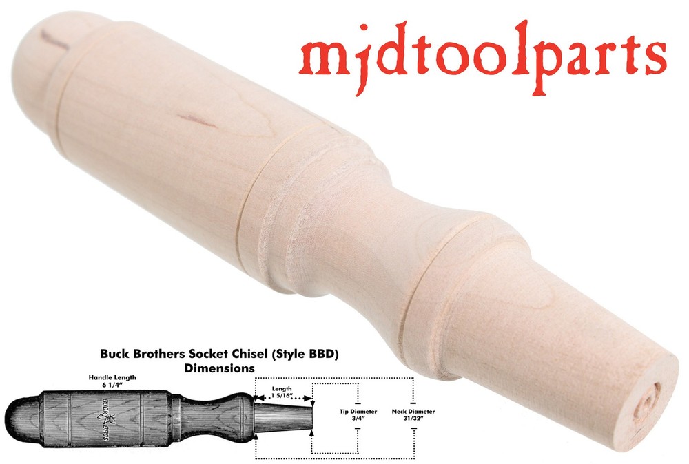 Amish Turned Hickory Socket Chisel Handle- Buck Brothers-Type BBD - mjdtoolparts