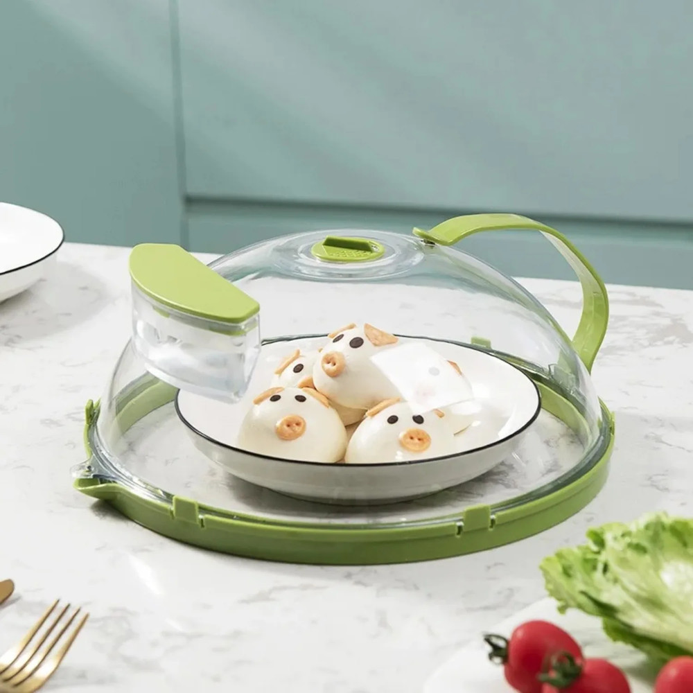 Clear Microwave Splatter Cover with Handle & Steamer 10” Plate Kitchen Tool