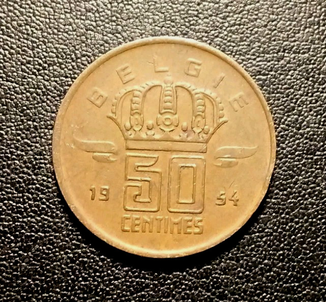 1954 Belgium 50 Centimes Coin