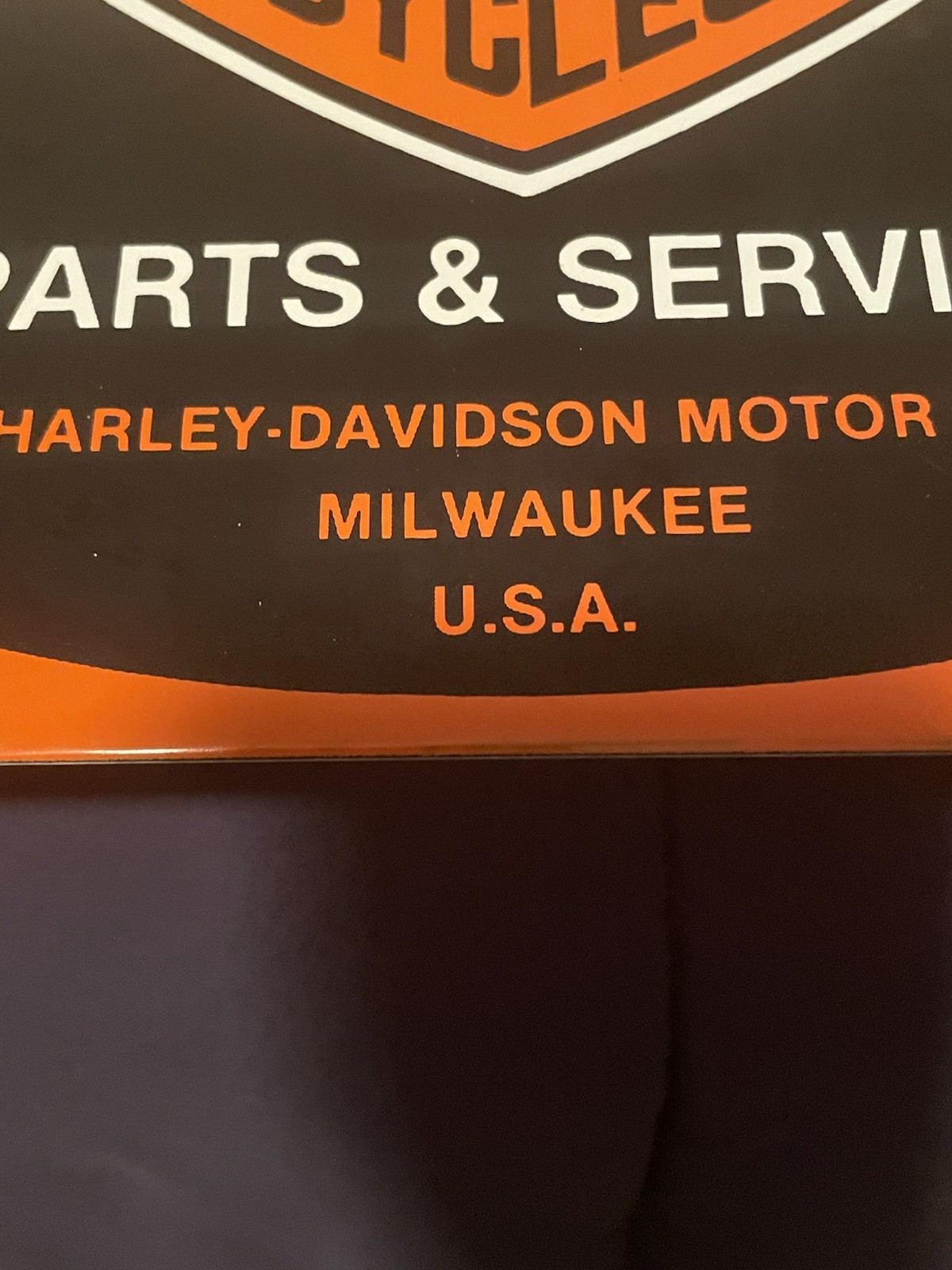 Vintage Harley Davidson Motorcycle Parts Service Metal Porcelain Sign 12x8” NOS
