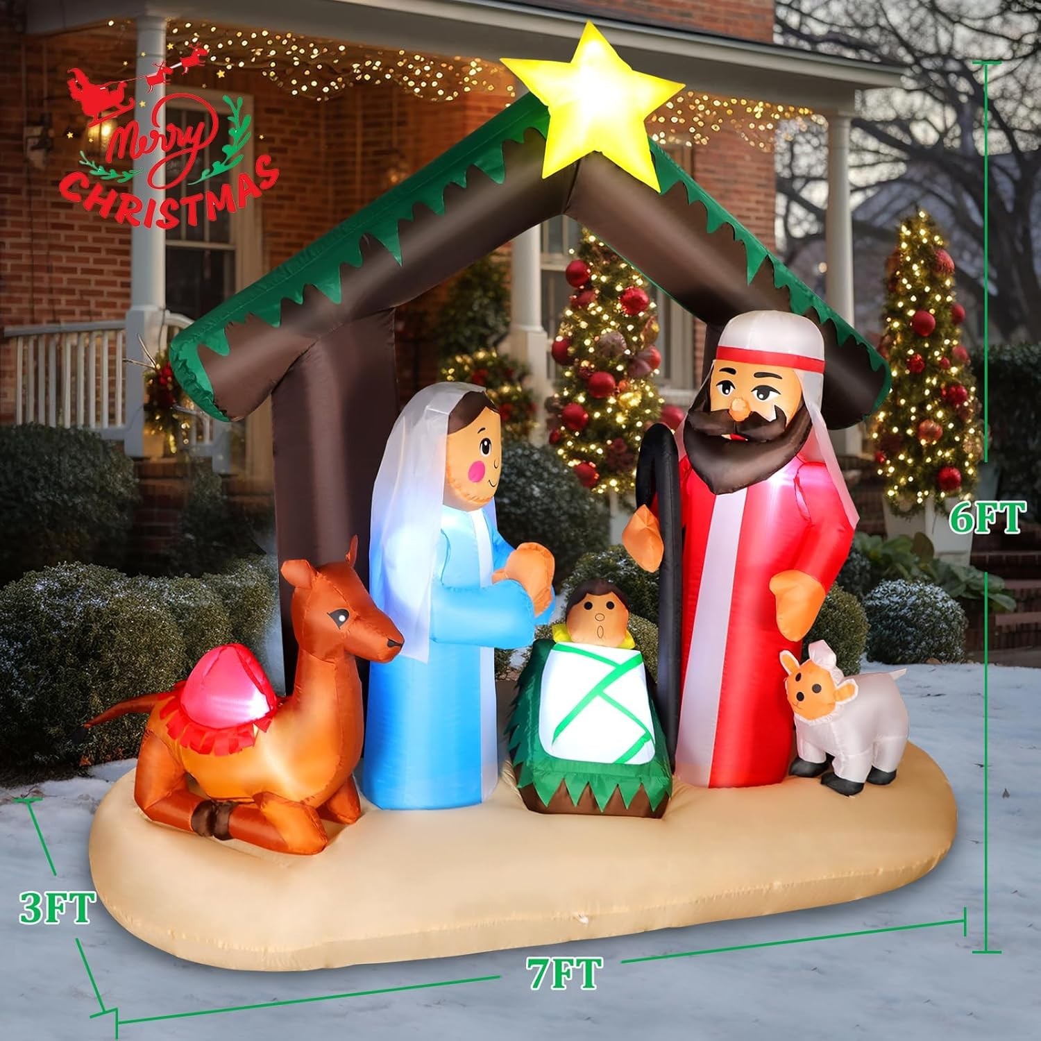 Waterproof 7FT Inflatable Nativity Set – Stable & Eye-Catching Christmas Display