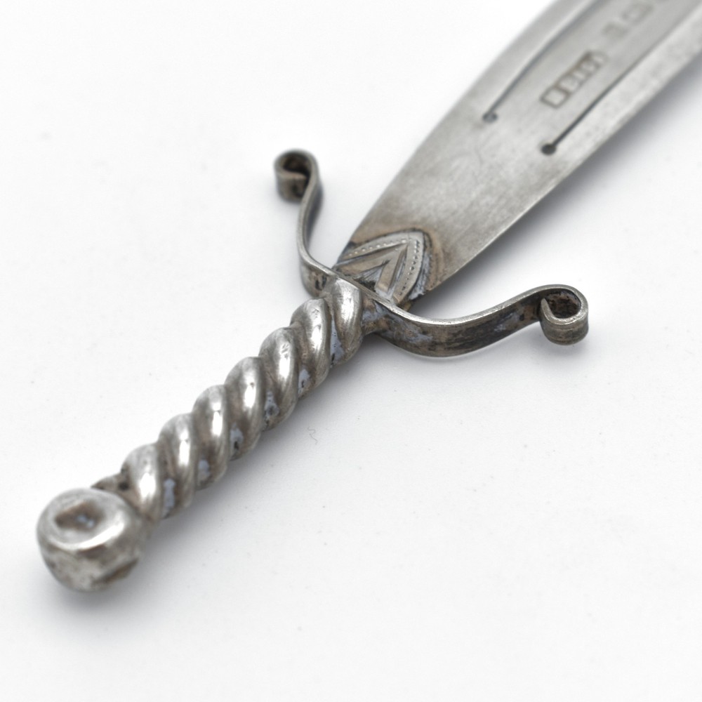 Antique Solid Silver Sword Form Bookmark George V 1912 Novelty