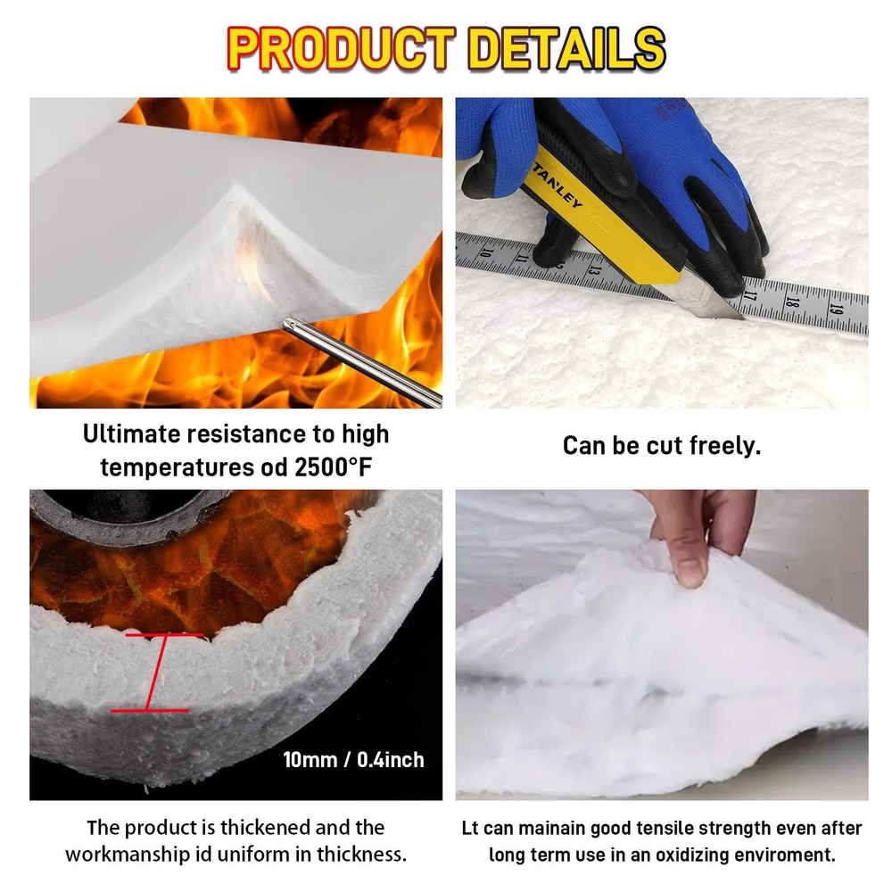 40cm×60cm Ceramic Fiber Fireproof Insulation Blanket For Multiple Uses New