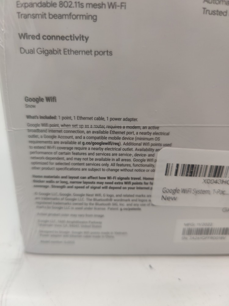 Google Wifi White New