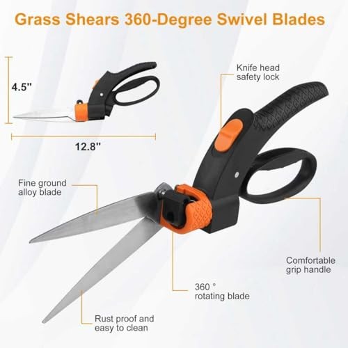 Heavy-Duty Lopper, 360° Rotating Grass Shears & Retractable Pruning Saw |