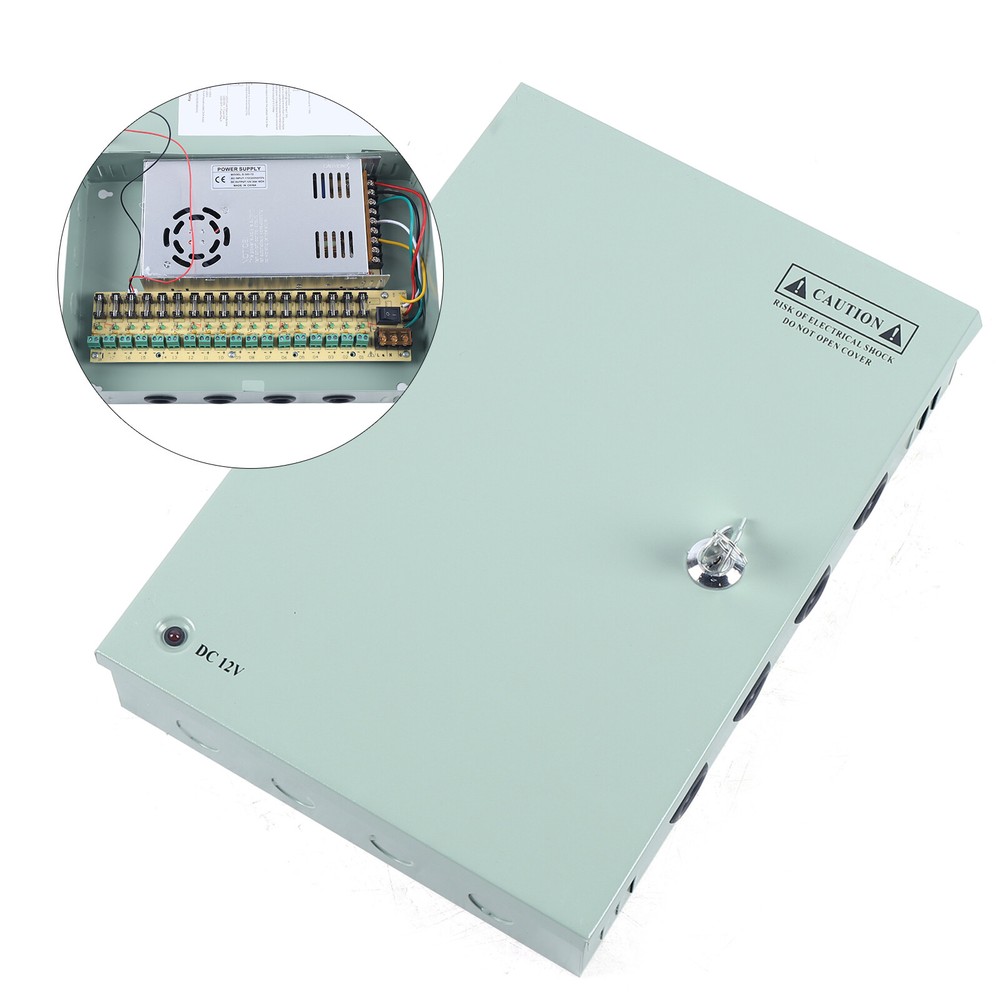 18 Channel Power Supply Distribution Box Case For CCTV Security Camera 12V 30A