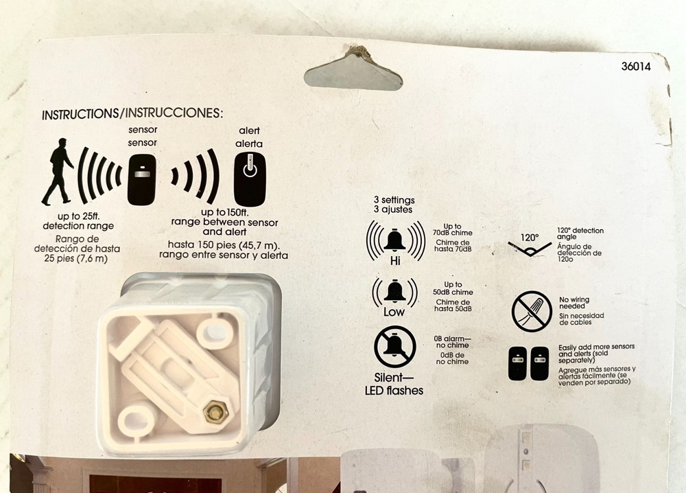 NEW - Power Gear Jasco, Wireless Motion Sensing Alert, 25' Range, 36014