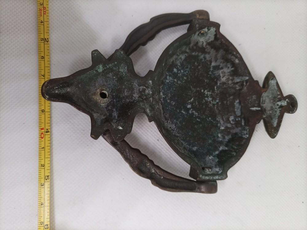 Antique Solid Brass Door Knocker Rams Head With Floral