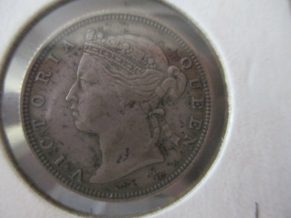Higher Grade rare silver British Straits Settlements 1877 20 Cents