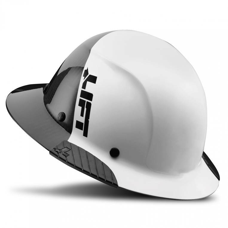 Lift Safety HDF-50C19WC Dax 50/50 Carbon Fiber Full Brim Hard Hat White-Black