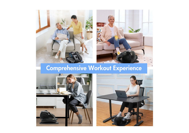 Under Desk Elliptical Electric Leg Exerciser Remote Quiet Portable