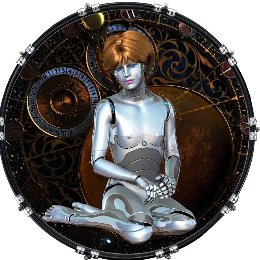 22" Custom Bass Kick Drum Front Head Graphic Graphical Android Pose