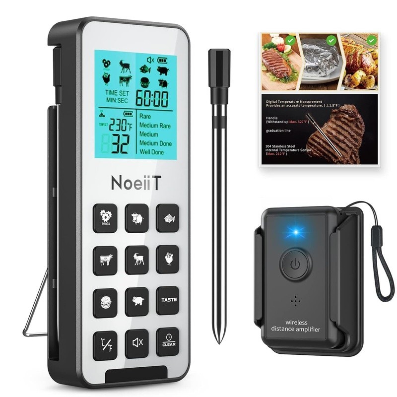 Wireless Meat Thermometer Digital Probe Remote 300FT Bluetooth BBQ Cooking New