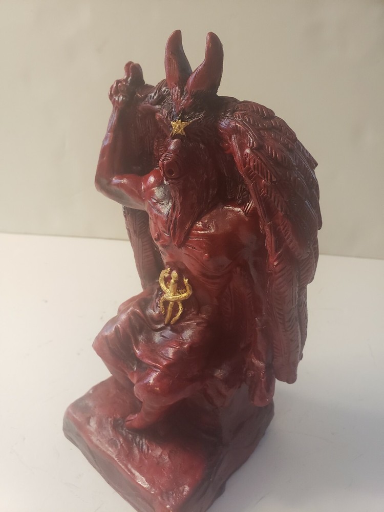 Templar Sabbatic Goat Baphomet Satan Seating Down Color Red/ Devil /Evil /10X6