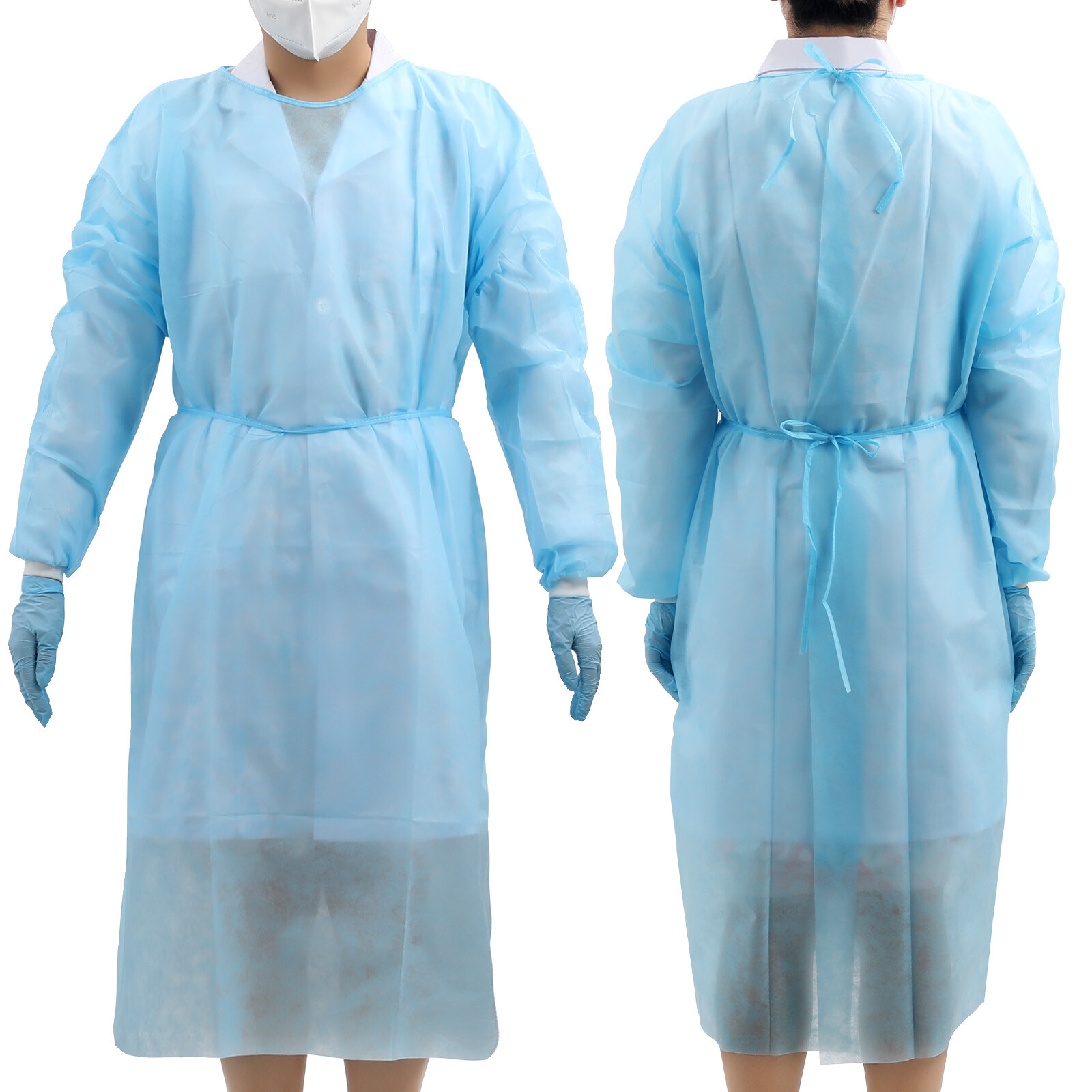 Dental Lab Disposable Isolation Gown Gowns Knit Cuff Long Sleeve Soft Blue